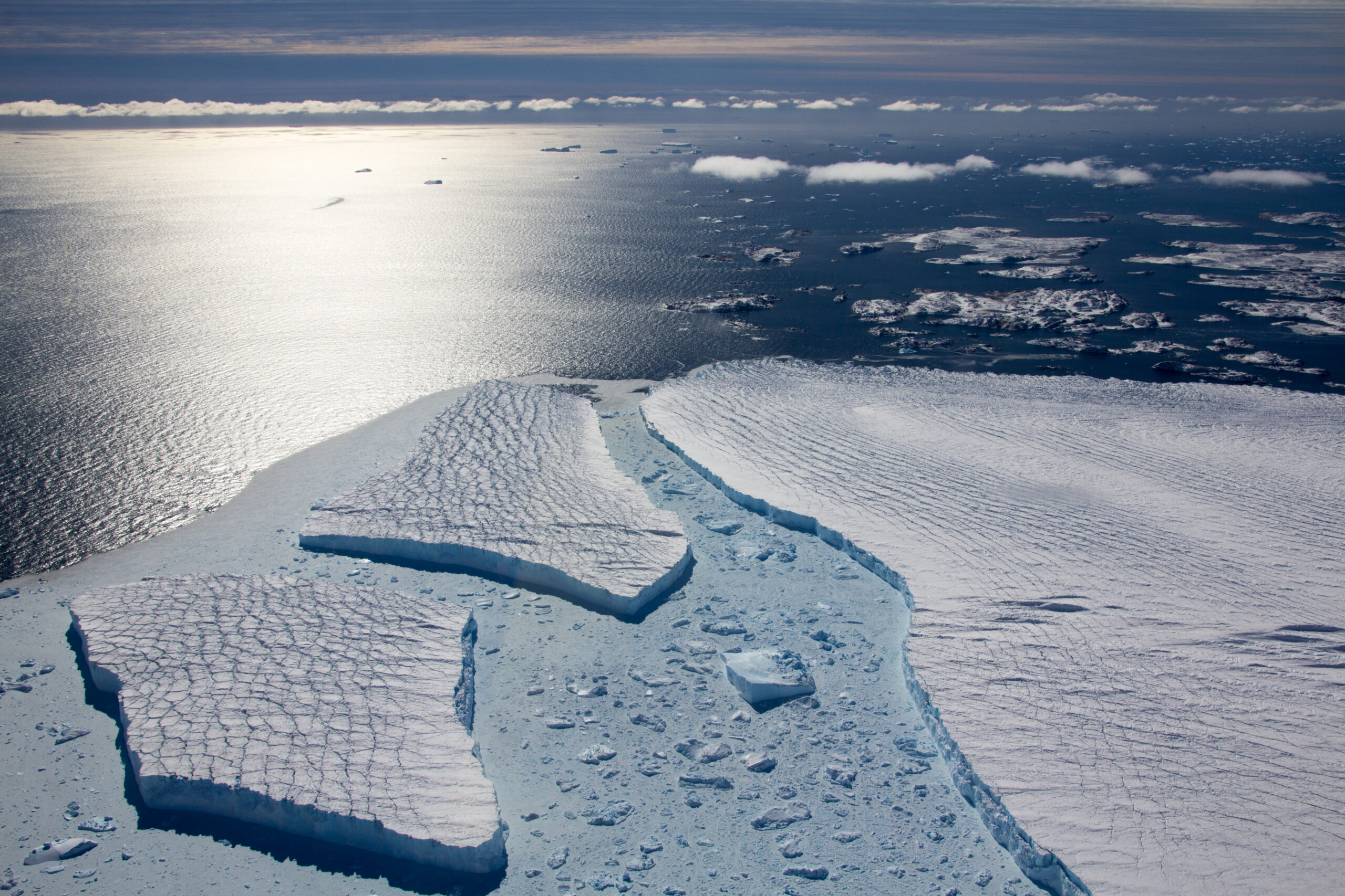 Figure 1: Ice shelves are the vast, floating portions of the Antarctic Ice Sheet. Pictured: the edge of the Sorsdal Ice Shelf, which lies east of the much larger Amery Ice Shelf. Photo: David Gwyther (ACEAS)