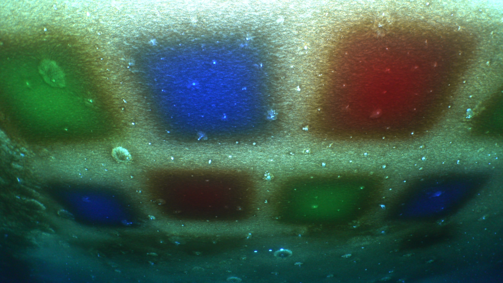 A view of the panels from beneath the ice.