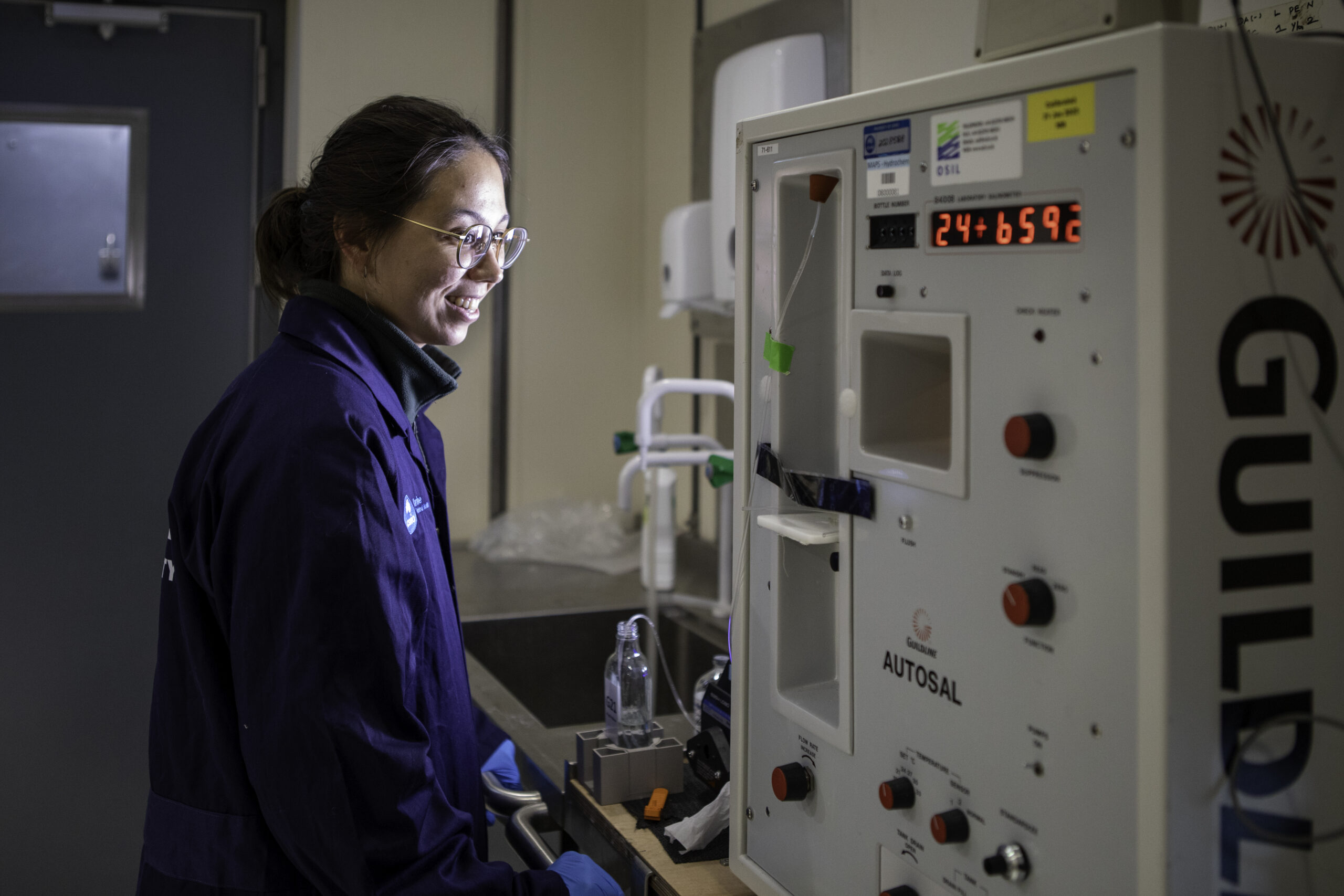 Lead author Claire Yung, aboard the RV Nuyina during the Denman Marine Voyage. Image credit: Pete Harmsen/AAD.