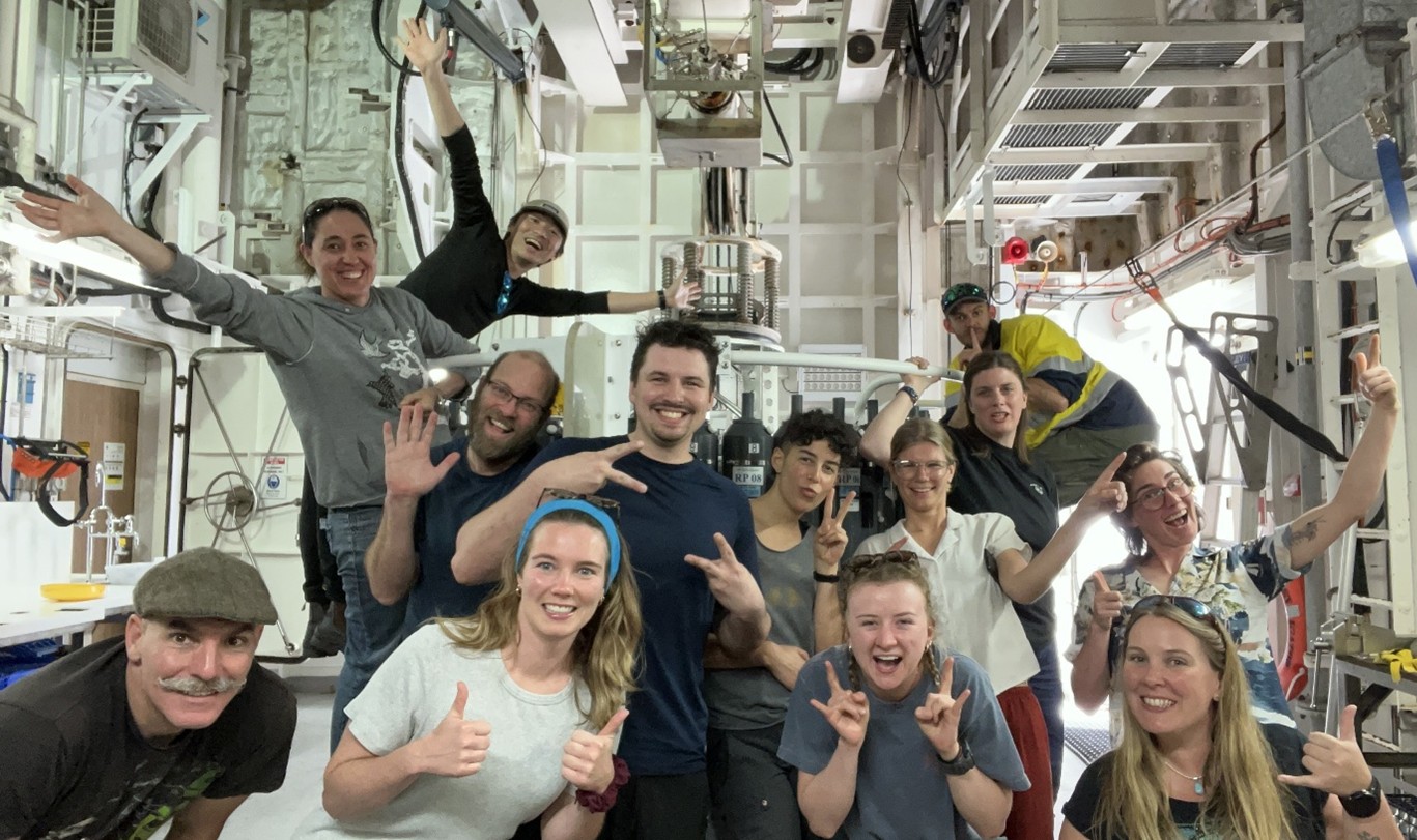 The MISO team which deployed the Conductivity-Depth-Temperature (CTD) rosette used to measure AABW and shelf water properties around the Dibble Polynya (Image: supplied)