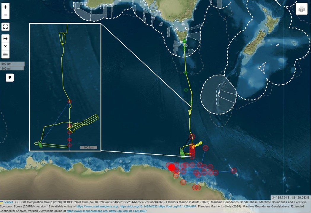 RV Investigator’s Track, COOKIES Voyage to date (23/01/2026)