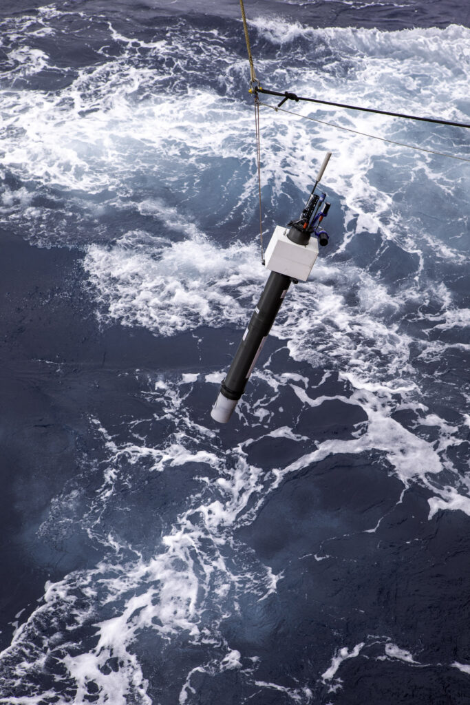 An Argo float being deployed on the Denman Marine Voyage to East Antarctica. Image credit: Pete Harmsen/AAD.