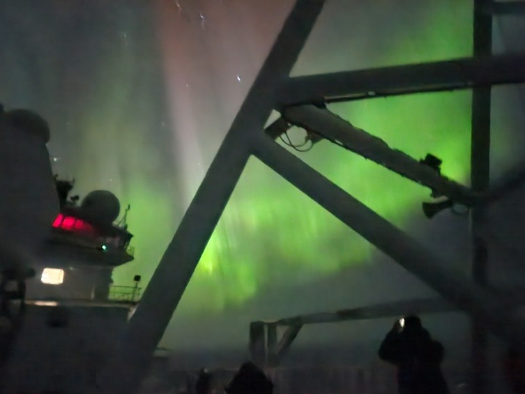 Aurora surrounding RV Investigator. Image credit: J. Lalime.