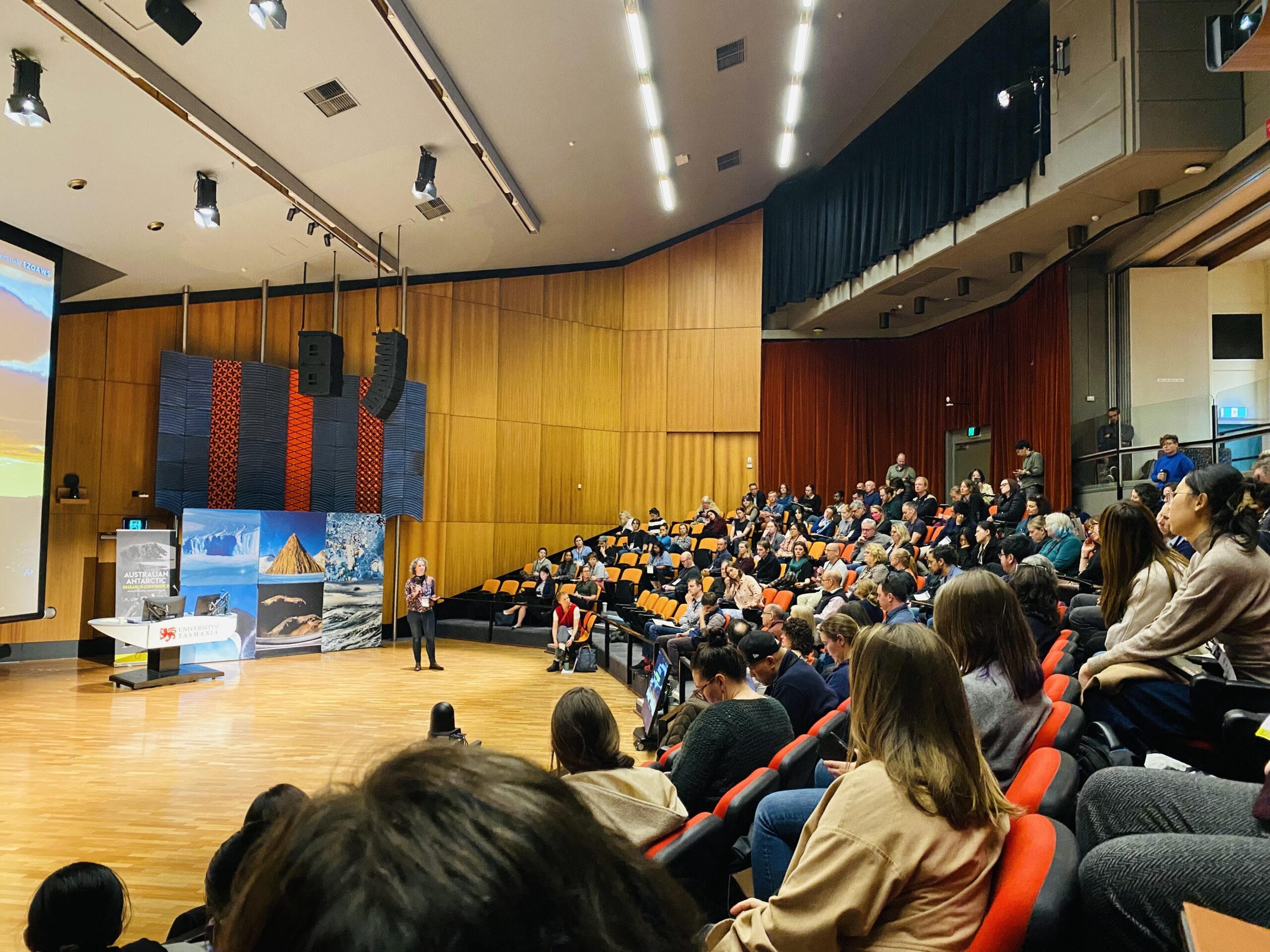A plenary session at the Australian Antarctic Research Conference (AARC) held at the University of Tasmania. Credit: Grace Moss