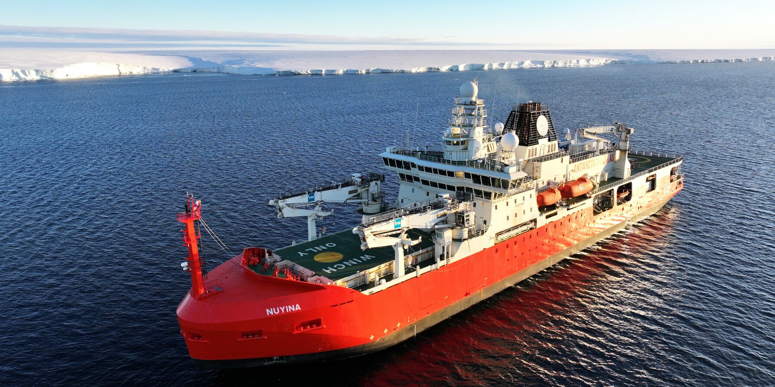 RSV Nuyina alongside the Denman Glacier. Image: Pete Harmsen / AAD
