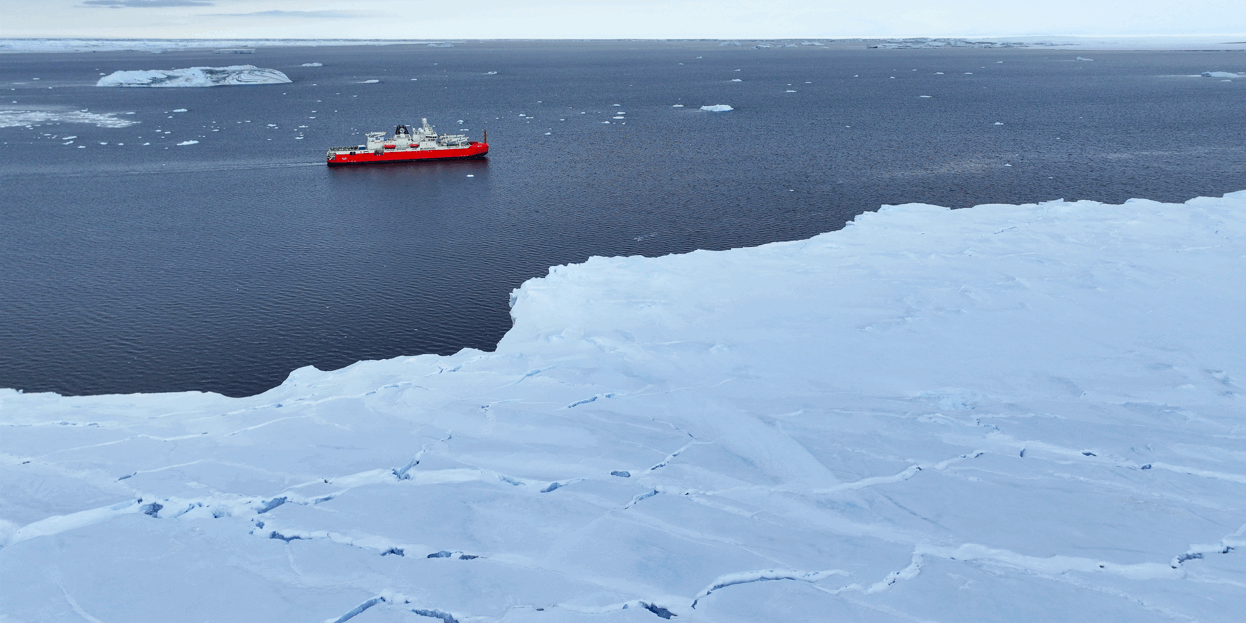 RSV Nuyina near the Denman Glacier in East Antarctica.