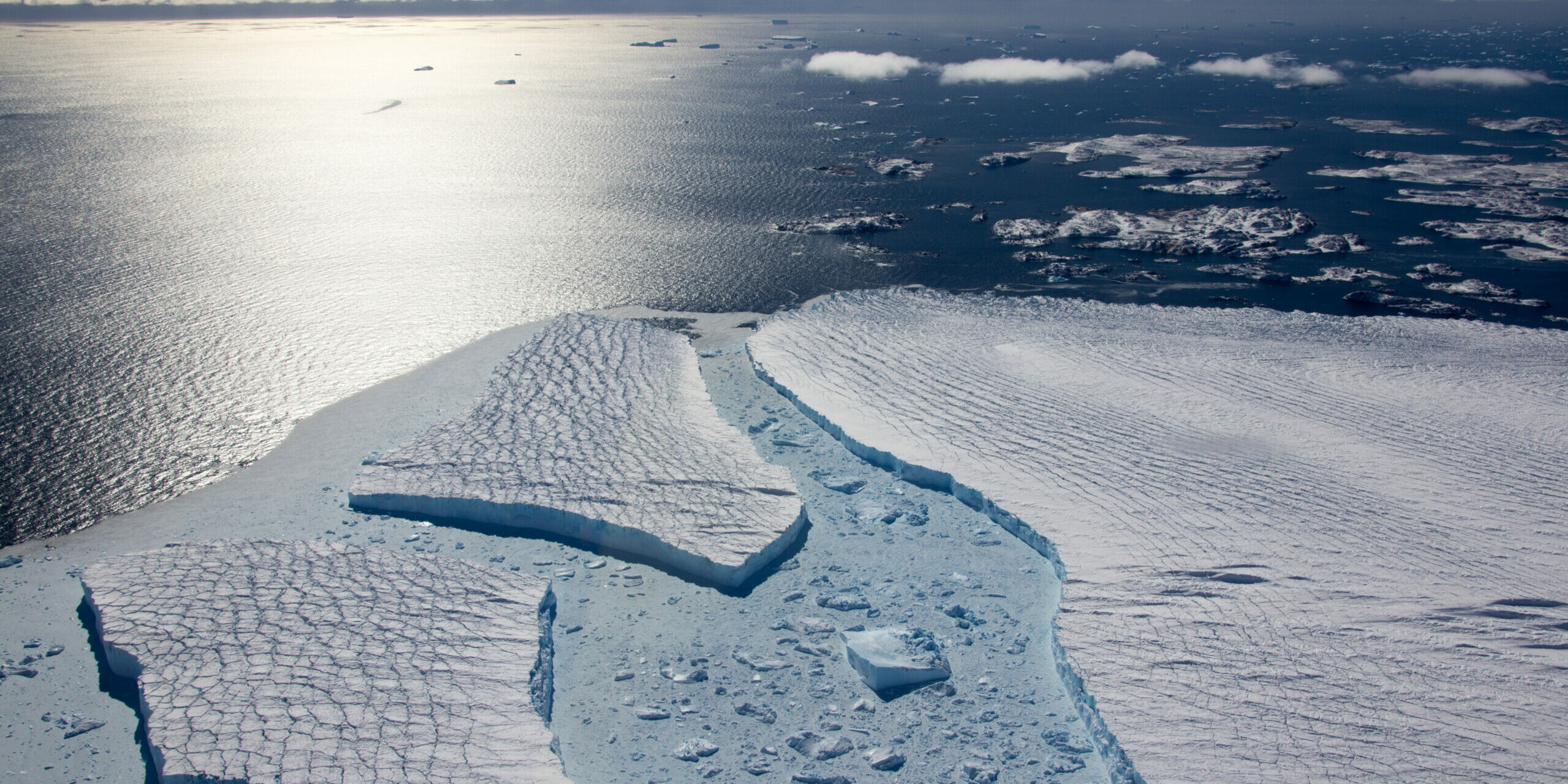 Figure 1: Ice shelves are the vast, floating portions of the Antarctic Ice Sheet. Pictured: the edge of the Sorsdal Ice Shelf, which lies east of the much larger Amery Ice Shelf. Photo: David Gwyther (ACEAS)